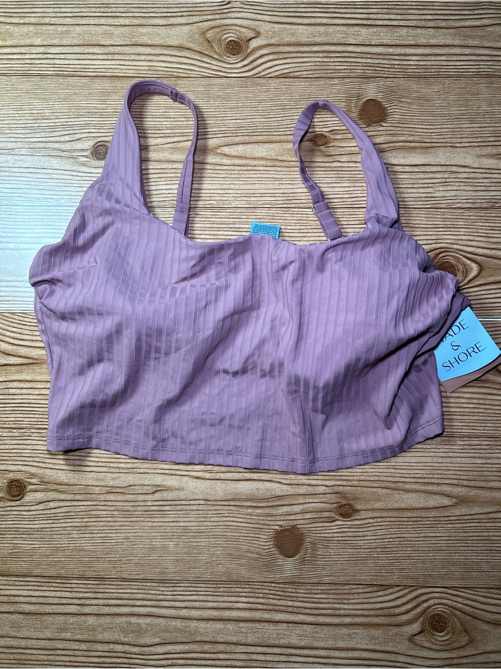 Shade & Shore Bikini Swim Top Womens XL Purple Ribbed Textured Bralette NWT